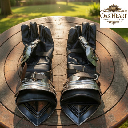 Gothic Gauntlets 15th–16th Century | 16 Gauge Mild Steel Armor Gloves with Padded Leather