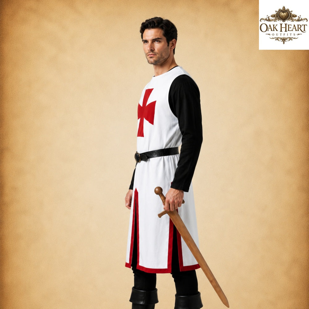 Medieval Templar Knight Tunic – Crusader Cotton Surcoat | LARP & Reenactment Costume