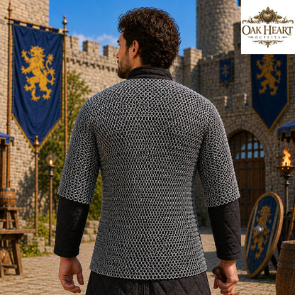Medieval Aluminum Chainmail Shirt | 16 Gauge 10mm Riveted Rings | Half Sleeve Armor