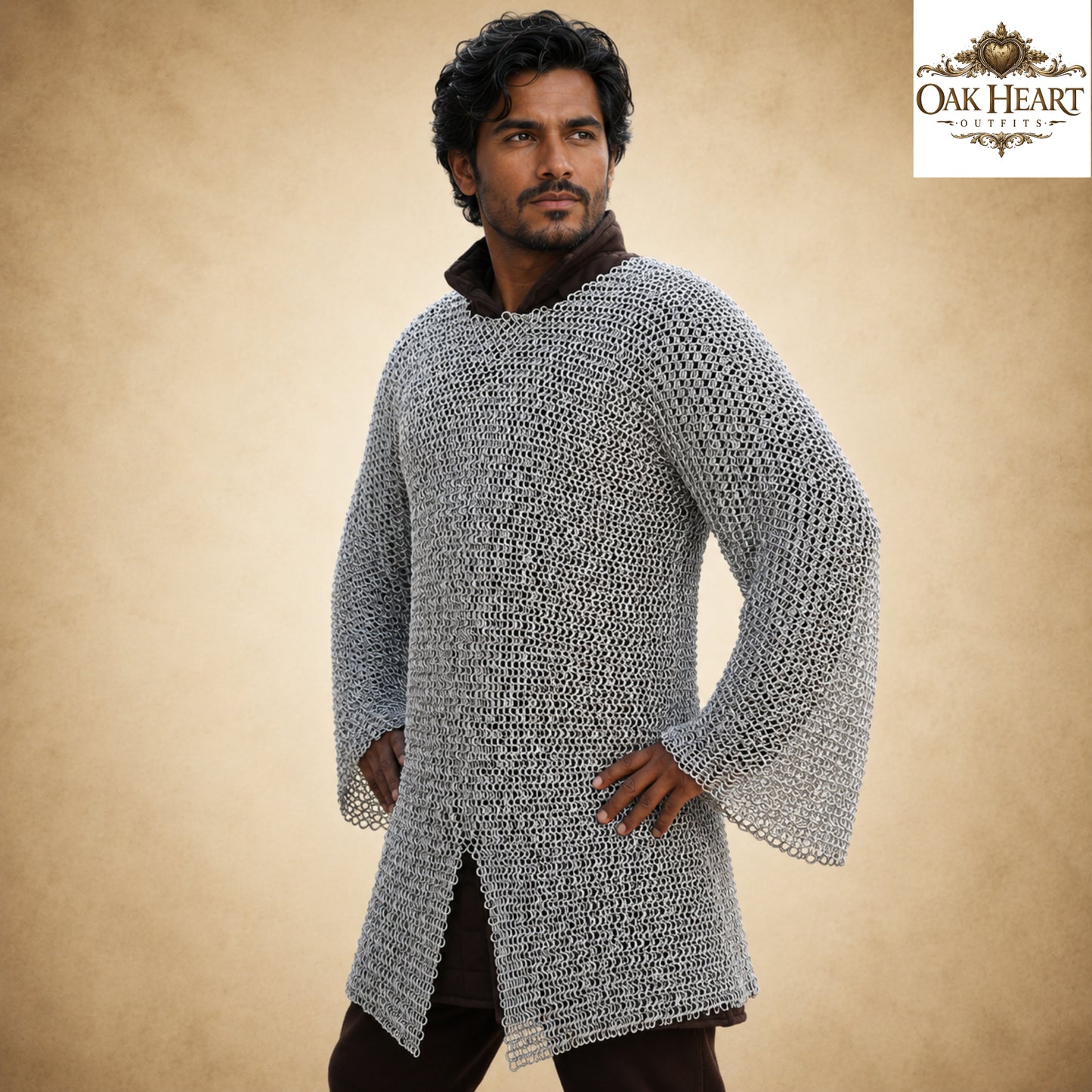 Medieval Aluminum Chainmail Hauberk 9MM Round Ring Armor – Lightweight Costume Shirt for Reenactment