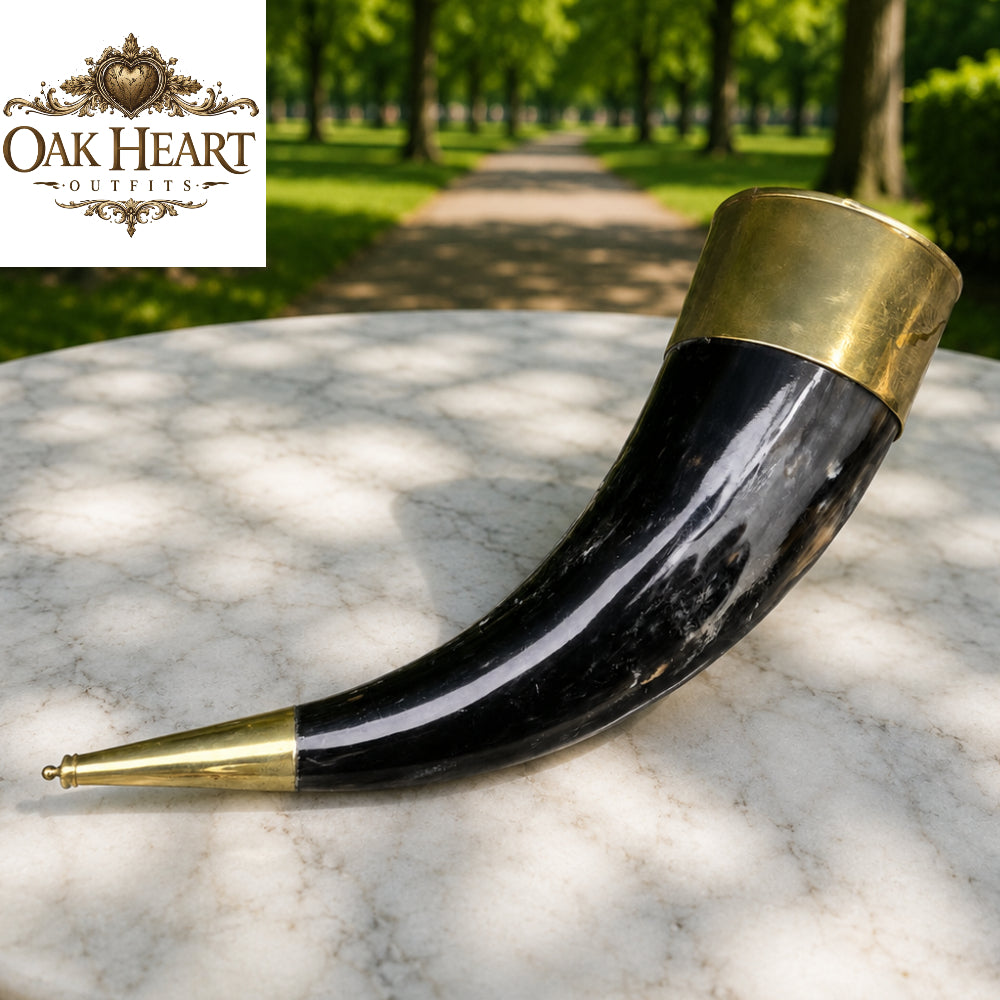 Handcrafted Viking Drinking Horn – Medieval Norse Horn Cup with Brass Finish