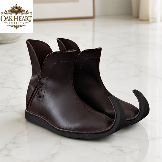 Handmade Medieval Curled Toe Leather Boots – Elven Fantasy Shoes for LARP