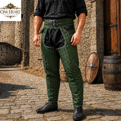Medieval Padded Chausses Cotton Leggings with Arming Belt | SCA Armor | HEMA