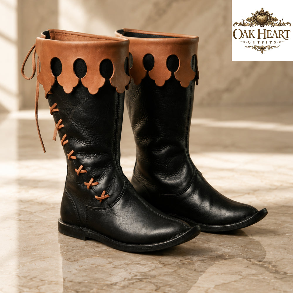 Medieval Leather Boots, Viking LARP Footwear, Renaissance Faire Boots,