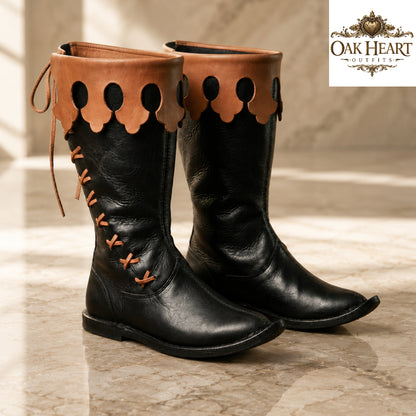 Medieval Leather Boots, Viking LARP Footwear, Renaissance Faire Boots,