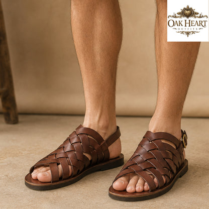 Handmade Roman Greek Sandals – Leather Strappy Flat Shoes