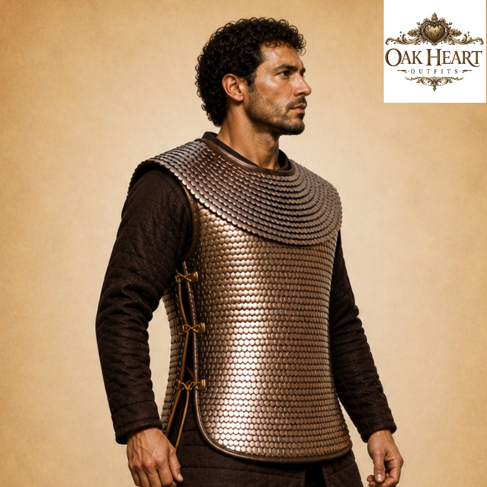 Handmade Roman Lorica Squamata Armor – Brass Scale Centurion Costume for Reenactment & LARP