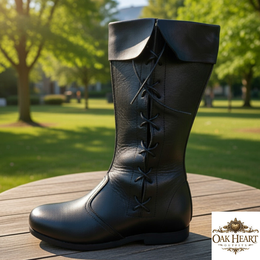 Medieval Side Lace Leather Boots – Renaissance Faire Costume Shoes