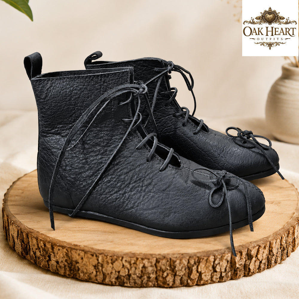 Medieval Leather Buhurt Shoes, Historical Reenactment Footwear, Viking Ankle Boots,