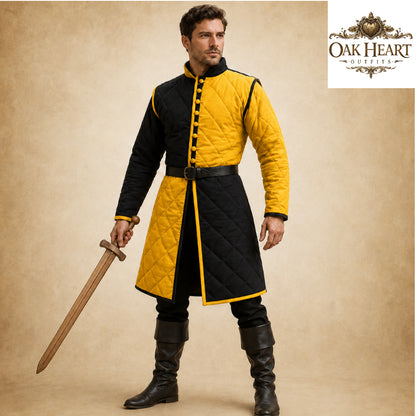 Templar Red & Black Gambeson – Historical Reenactment Armor Coat