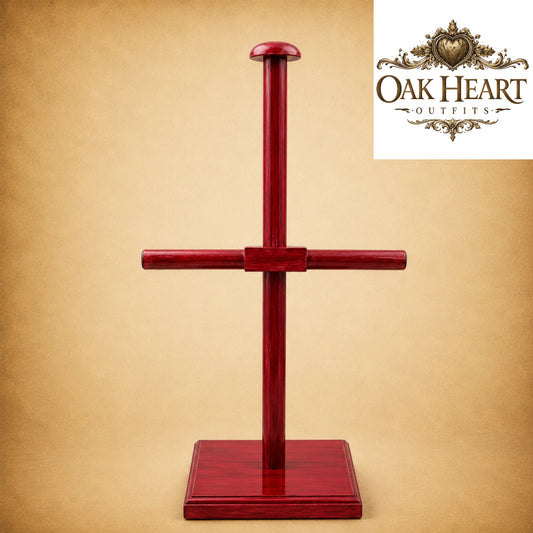 Red Wooden Helmet Stand | Medieval Viking Armor Display