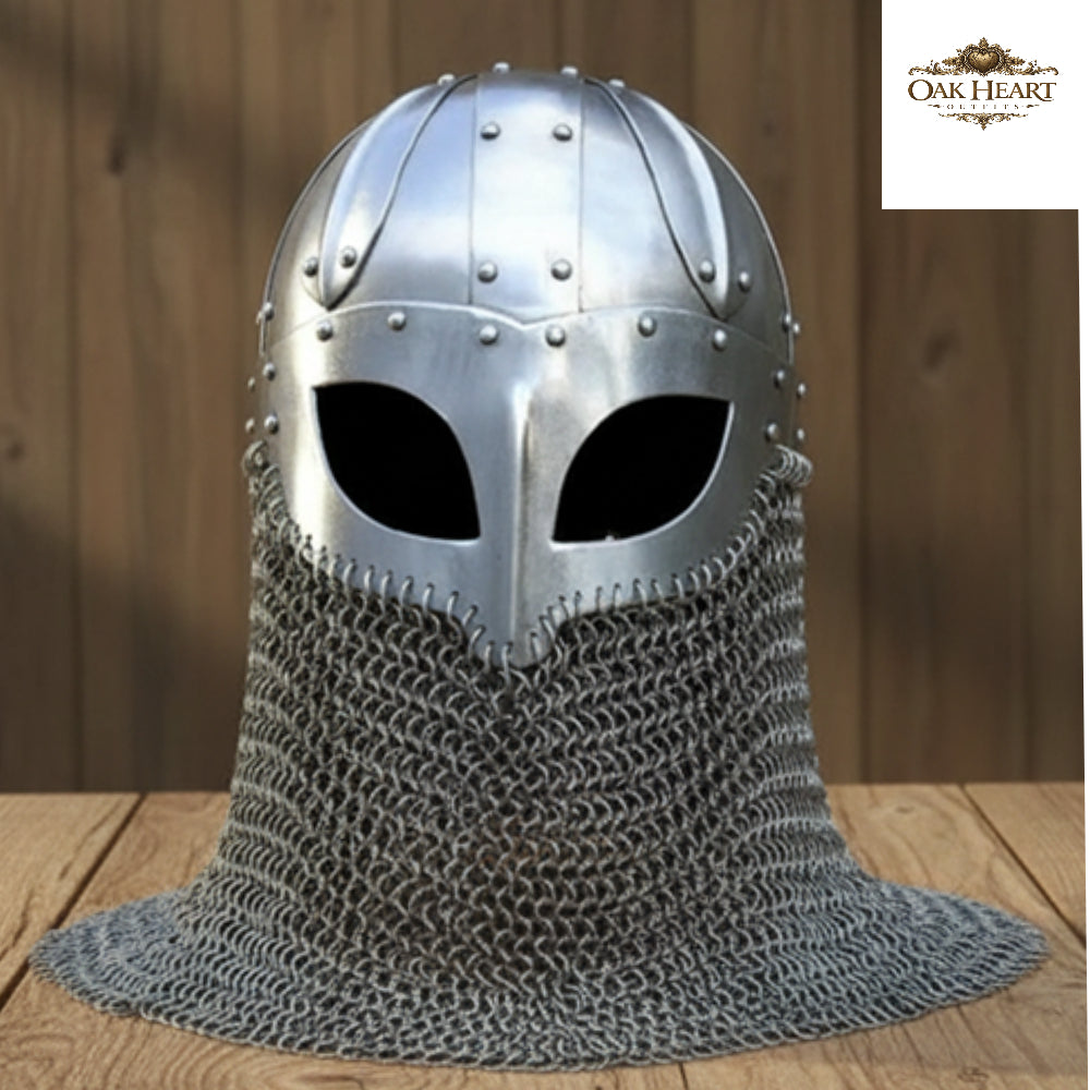 18 Gauge Viking Chainmail Helmet – Medieval Battle Armor with  Stand