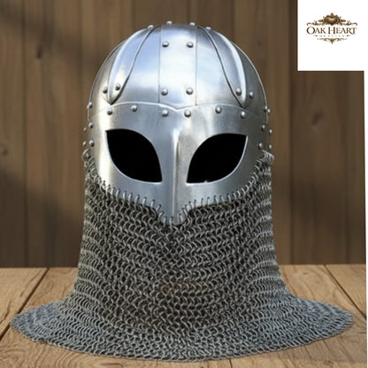 18 Gauge Viking Chainmail Helmet – Medieval Battle Armor with  Stand