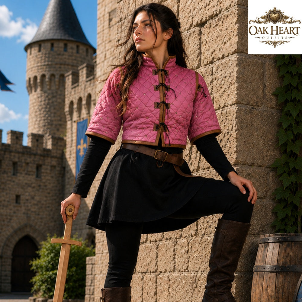 Witcher Cotton Gambeson for Women – Quilted Padded Vest, Medieval Armor