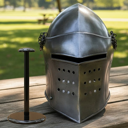 Medieval Barbute Helmet – Barbuta Armor Helm for Reenactment & Cosplay with stand