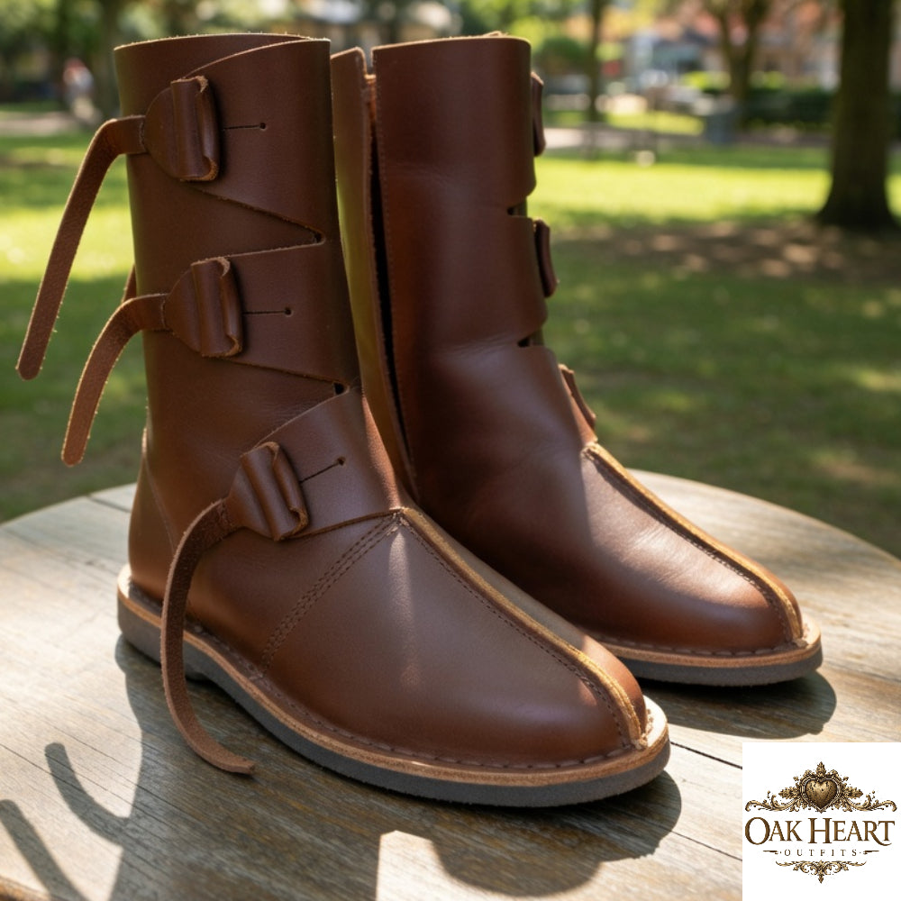 Renaissance Leather Ankle Boots – Handmade Medieval Shoes for LARP & Cosplay