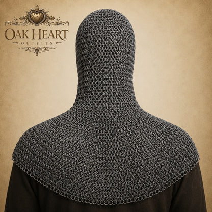 Medieval Knight Chainmail Hood – 9MM Riveted Round Ring Coif