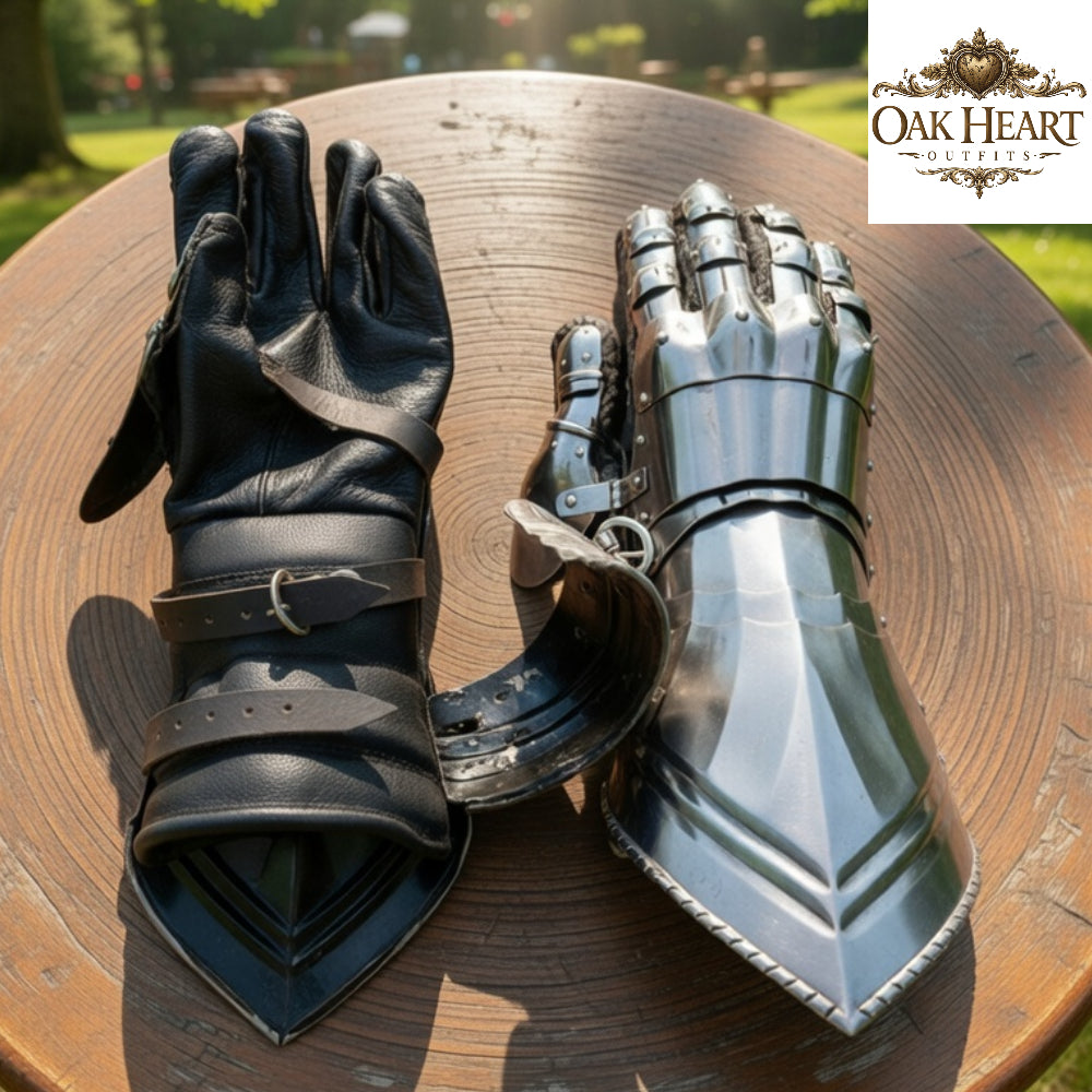 Gothic Gauntlets 15th–16th Century | 16 Gauge Mild Steel Armor Gloves with Padded Leather
