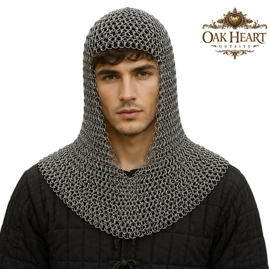 Medieval Chainmail Coif Hood – Butted Mail Armor for Costume
