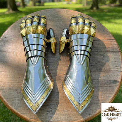 Medieval Gothic Knight Gauntlets, Historical Armor Gloves for Costume, LARP & Reenactment