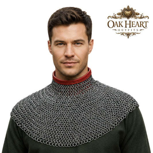 Medieval Chainmail Collar – Flat Riveted & Washer Gorget