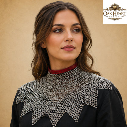 Medieval Chainmail Collar – Handmade Flat Riveted Mail with Solid Washers