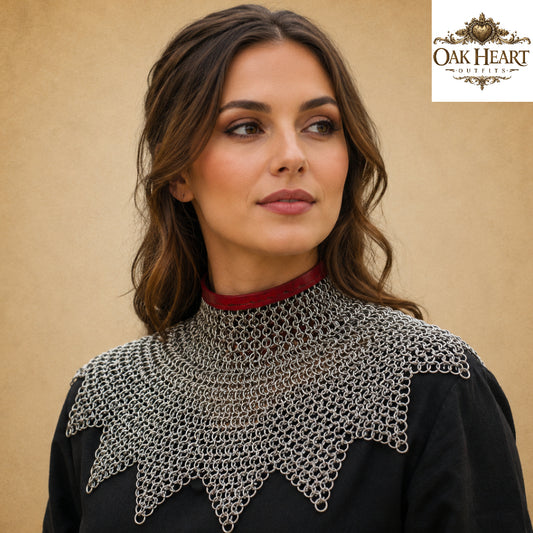 Medieval Chainmail Collar – Handmade Flat Riveted Mail with Solid Washers