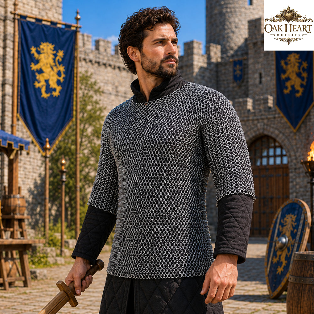 Medieval Aluminum Chainmail Shirt | 16 Gauge 10mm Riveted Rings | Half Sleeve Armor