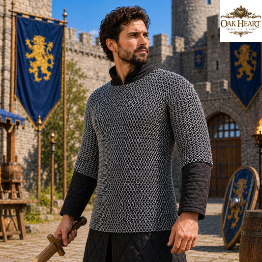 Medieval Aluminum Chainmail Shirt | 16 Gauge 10mm Riveted Rings | Half Sleeve Armor