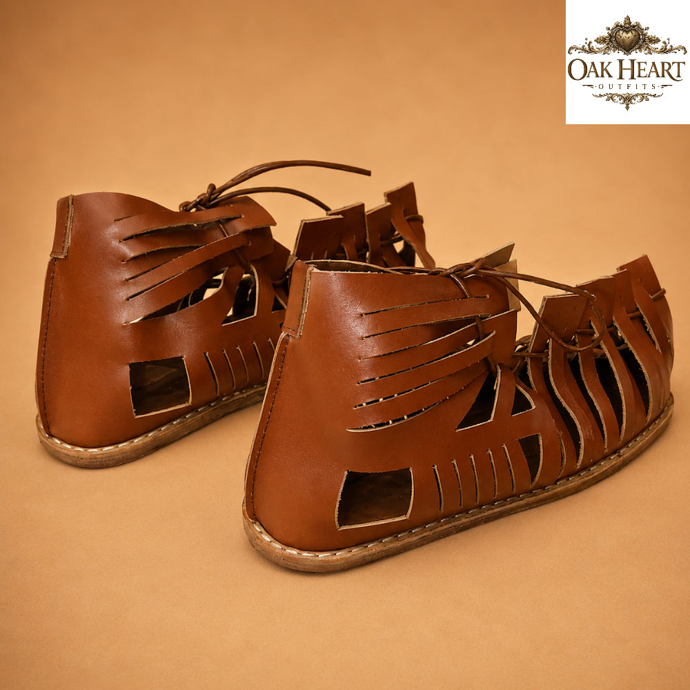 Handcrafted Roman Gladiator Sandals for Men | Brown Leather Lace-Up Summer Sandals |