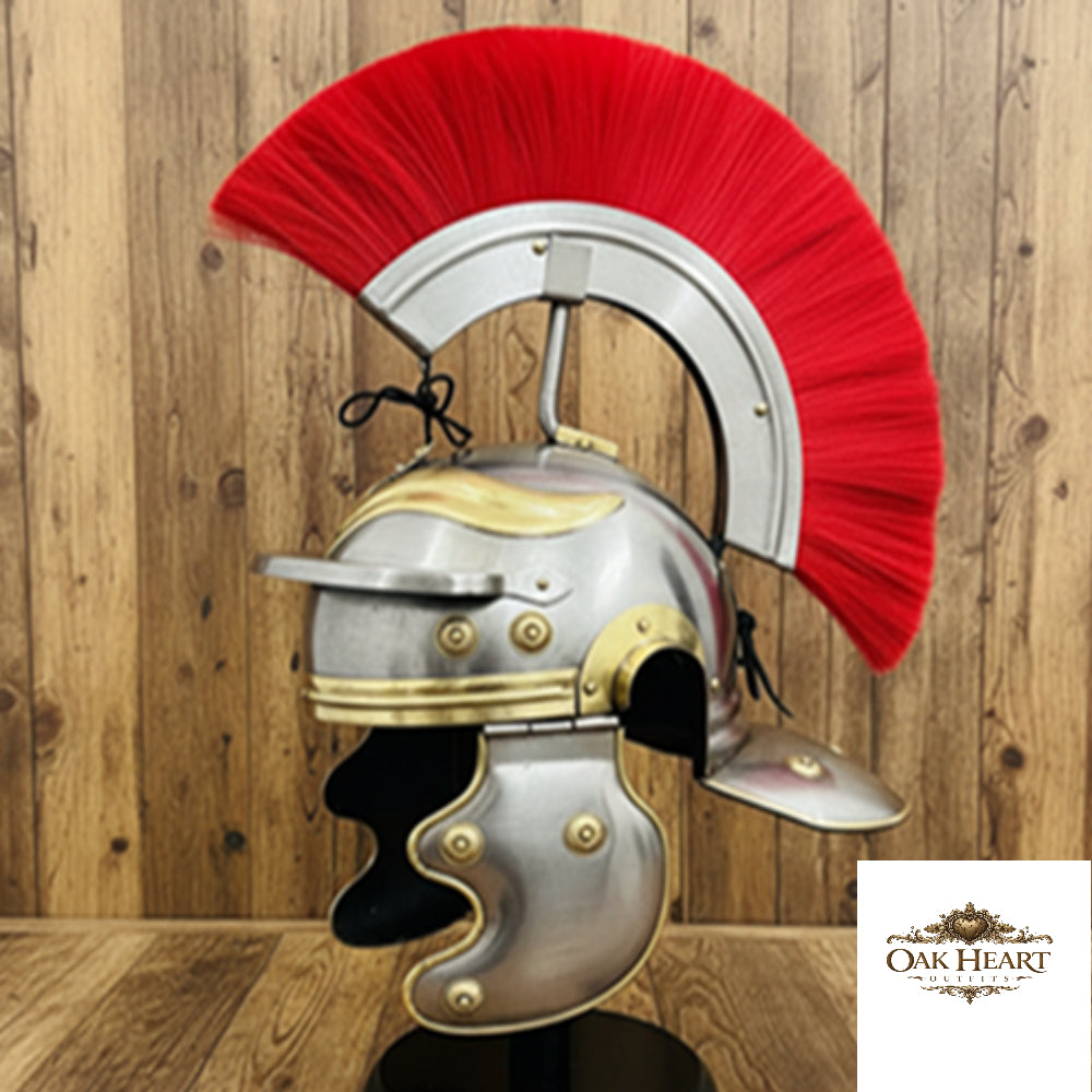 Roman Centurion Helmet Red Plume With Display Stand , New Year Gift
