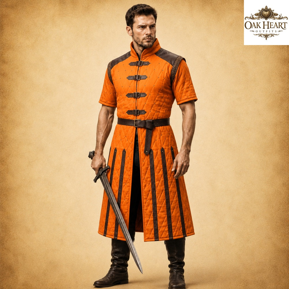 Half Sleeve Medieval Gambeson – Quilted Arming Coat for LARP, SCA & Ren Faire