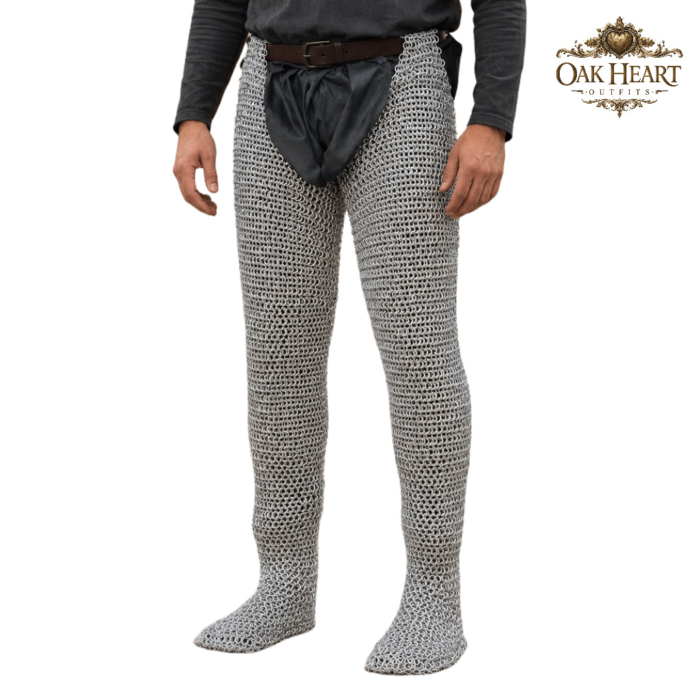Medieval Mild Steel Chainmail Chausses – 9MM Flat Riveted Maile Leggings