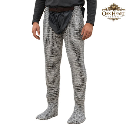 Medieval Mild Steel Chainmail Chausses – 9MM Flat Riveted Maile Leggings
