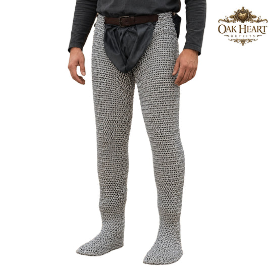Medieval Mild Steel Chainmail Chausses – 9MM Flat Riveted Maile Leggings