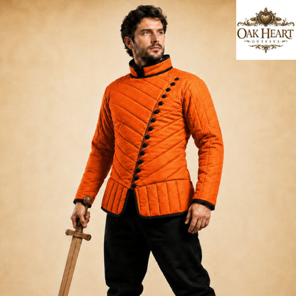 Medieval Asymmetrical Gambeson – Quilted Padded Armor Jacket for LARP