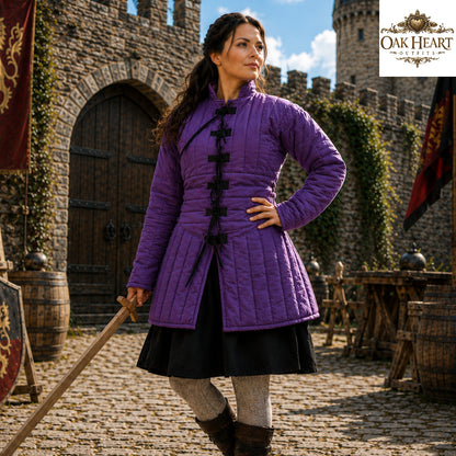 Women's Cotton Padded Gambeson | Medieval Quilted Armor Jacket | LARP Ren Faire SCA Costume