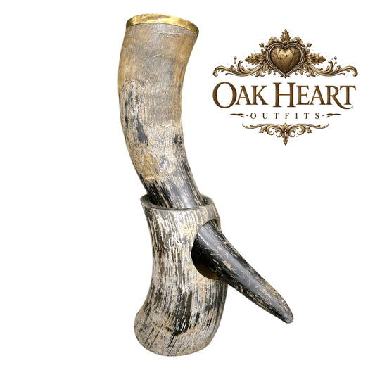 Handmade Viking Drinking Horn with Stand