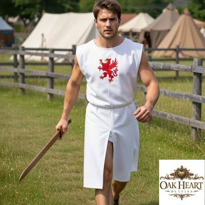 Medieval Embroidered Cotton Tunic with Griffin Crest – Knight Costume for LARP & Renaissance Faire