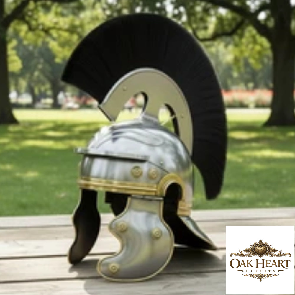 Roman Helmet – Black Horsehair Plume with Stand
