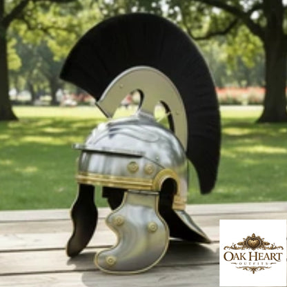 Roman Helmet – Black Horsehair Plume with Stand