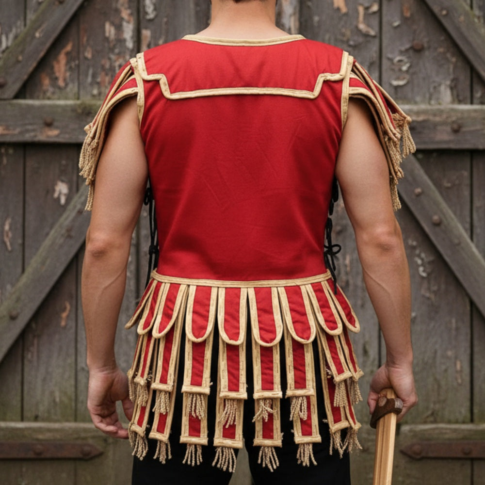 Roman Subarmalis – White Gold Gladiator Tunic, Roman Warrior Costume,