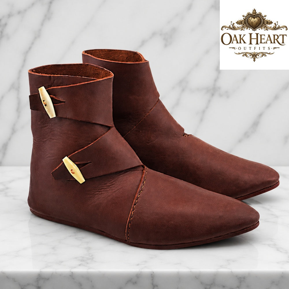 Ravenhold Medieval Leather Ankle Boots – Viking LARP Shoes, Renaissance Faire
