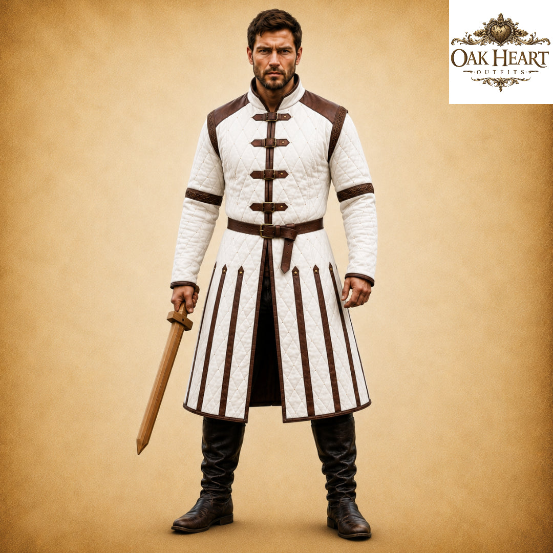 Ren Faire Blue Gambeson Costume for Men – Medieval Padded Armor Jacket,