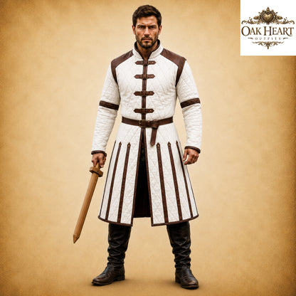 Ren Faire Blue Gambeson Costume for Men – Medieval Padded Armor Jacket,