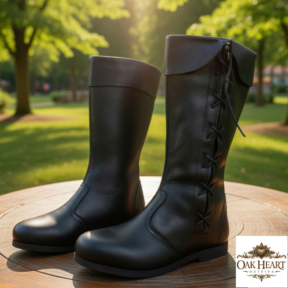 Medieval Side Lace Leather Boots – Renaissance Faire Costume Shoes
