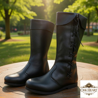 Medieval Side Lace Leather Boots – Renaissance Faire Costume Shoes