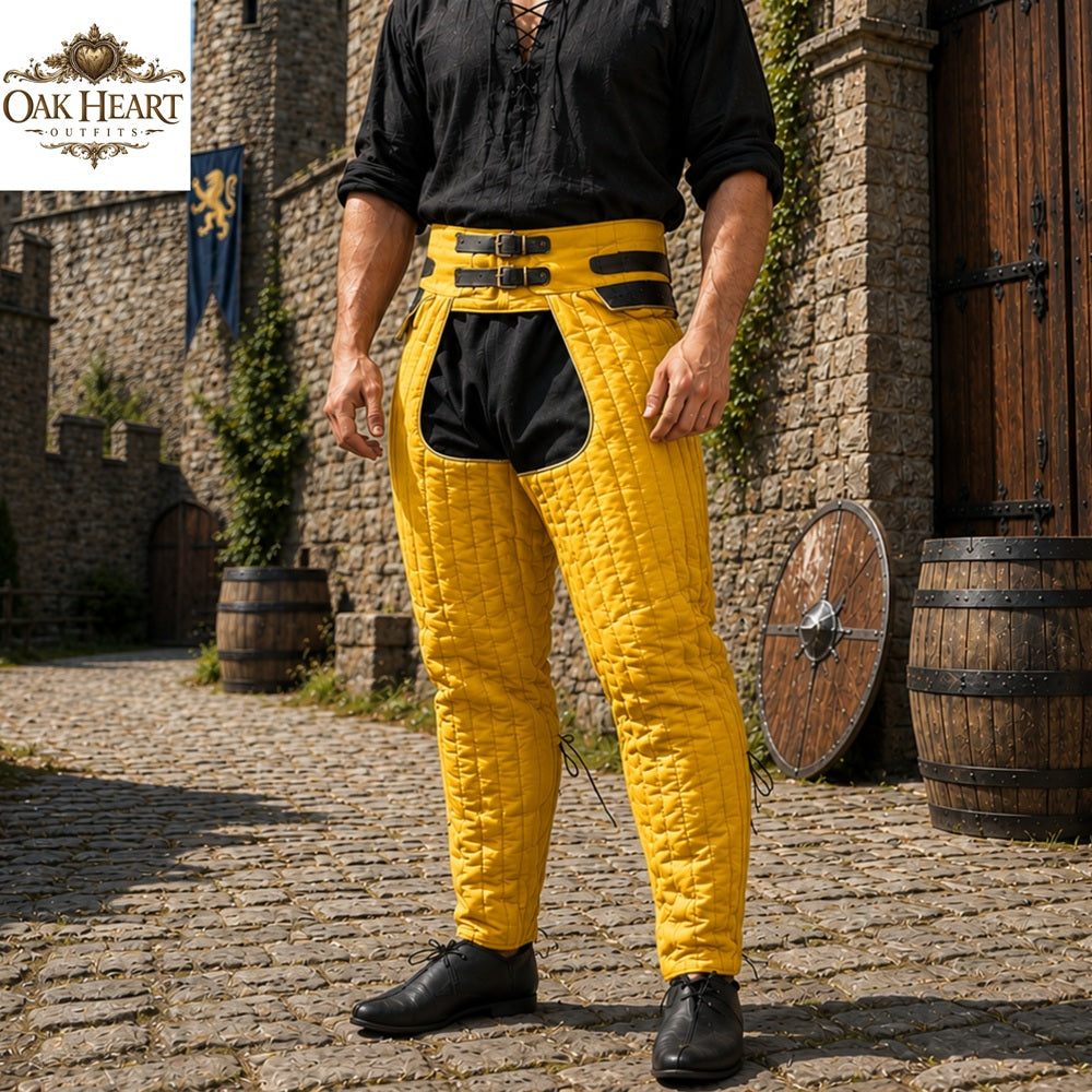 Medieval Padded Chausses Cotton Leggings with Arming Belt | SCA Armor | HEMA