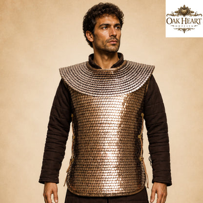 Handmade Roman Lorica Squamata Armor – Brass Scale Centurion Costume for Reenactment & LARP
