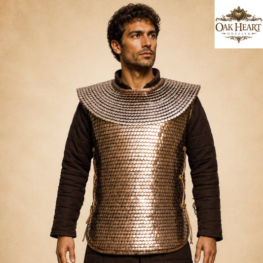 Handmade Roman Lorica Squamata Armor – Brass Scale Centurion Costume for Reenactment & LARP